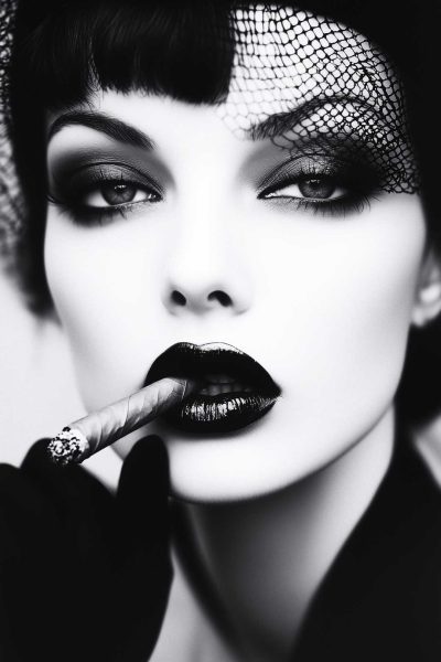 glamorous-black-white-fashion-portrait-woman-smoking-cigar-with-retro-style-sensuality_406638118